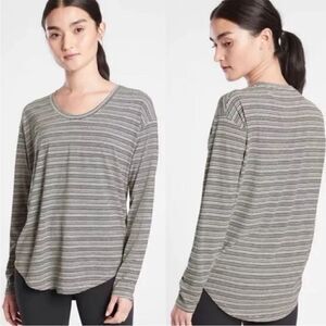 ATHLETA Cloudlite Stratus Striped Long Sleeve Shirt-M